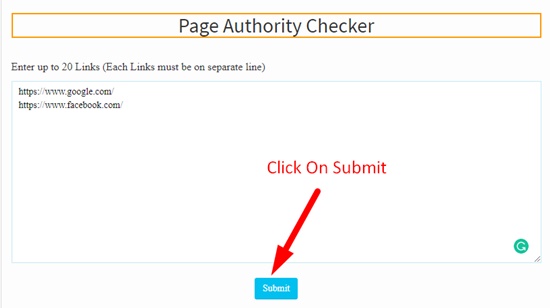 How to use bulk page authority checker step 2
