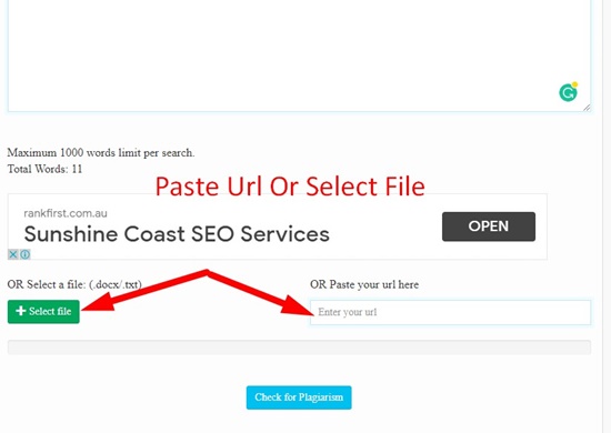 How to work plagiarism checker step 2