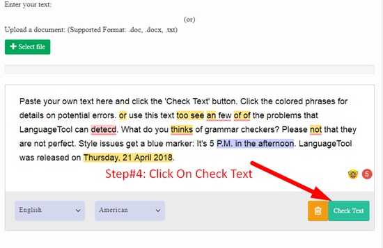 How to use online grammar checker step 3