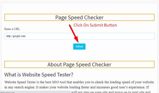 How to Use Page Speed Checker Step 2