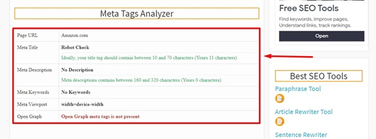 How to analyze meta tags step 3 results