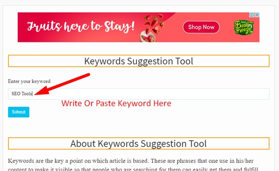 How use to Keyword Suggestion tool step 1