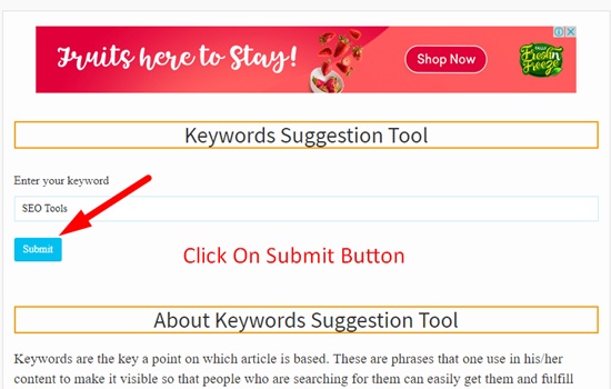 How use to Keyword Suggestion tool step 2