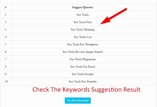 How use to Keyword Suggestion tool step 3