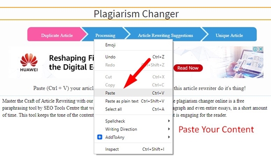 How To Use Plagiarism Changer Tool Step 2