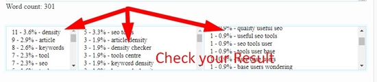 How use to Article Density Checker Tool step 2