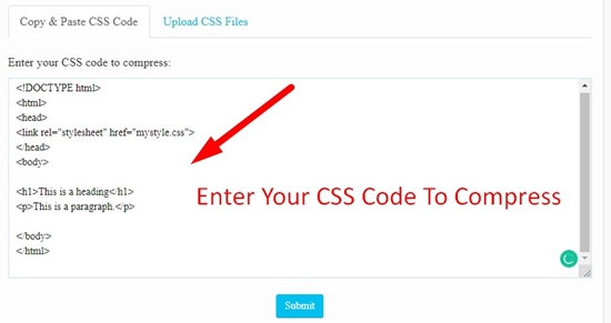 How use to CSS Minifier Tool step 1