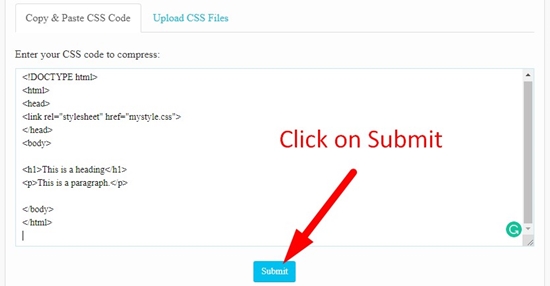 How use to CSS Minifier Tool step 3