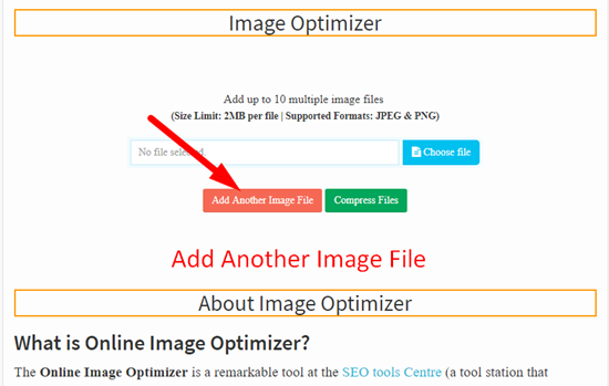 How use to Image Optimizer Tool step 2