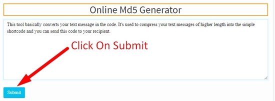 How to use Online md5 Genrator Tool step 2