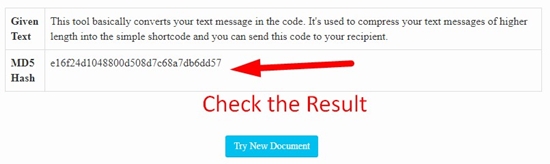 How to use Online md5 Genrator Tool step 3