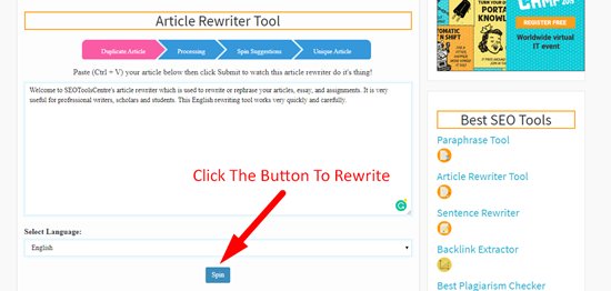 SEOToolsCentre's Article Rewriting Step 3