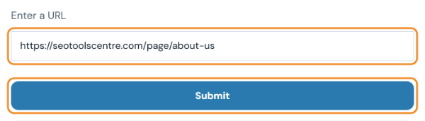 Broken link checker with the About page address entered