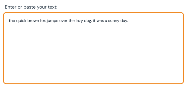 Change text case tool with a lowercase sentence in the input box