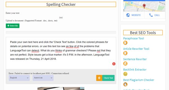 check spelling online using seo tools centre step 1