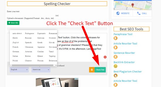 check spelling online using seo tools centre step 3