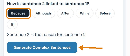 Because selected as the link type, with the Generate Complex Sentences button
