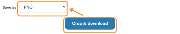 Save as menu set to PNG next to the Crop and download button