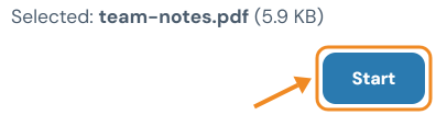 Start button under the selected PDF in the extract images tool