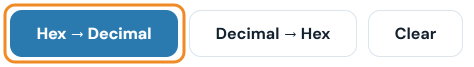 Hex to Decimal, Decimal to Hex and Clear buttons