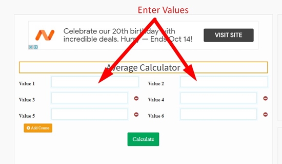 how to calculate average value step 1