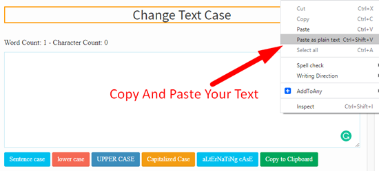 how to change text case online step 1