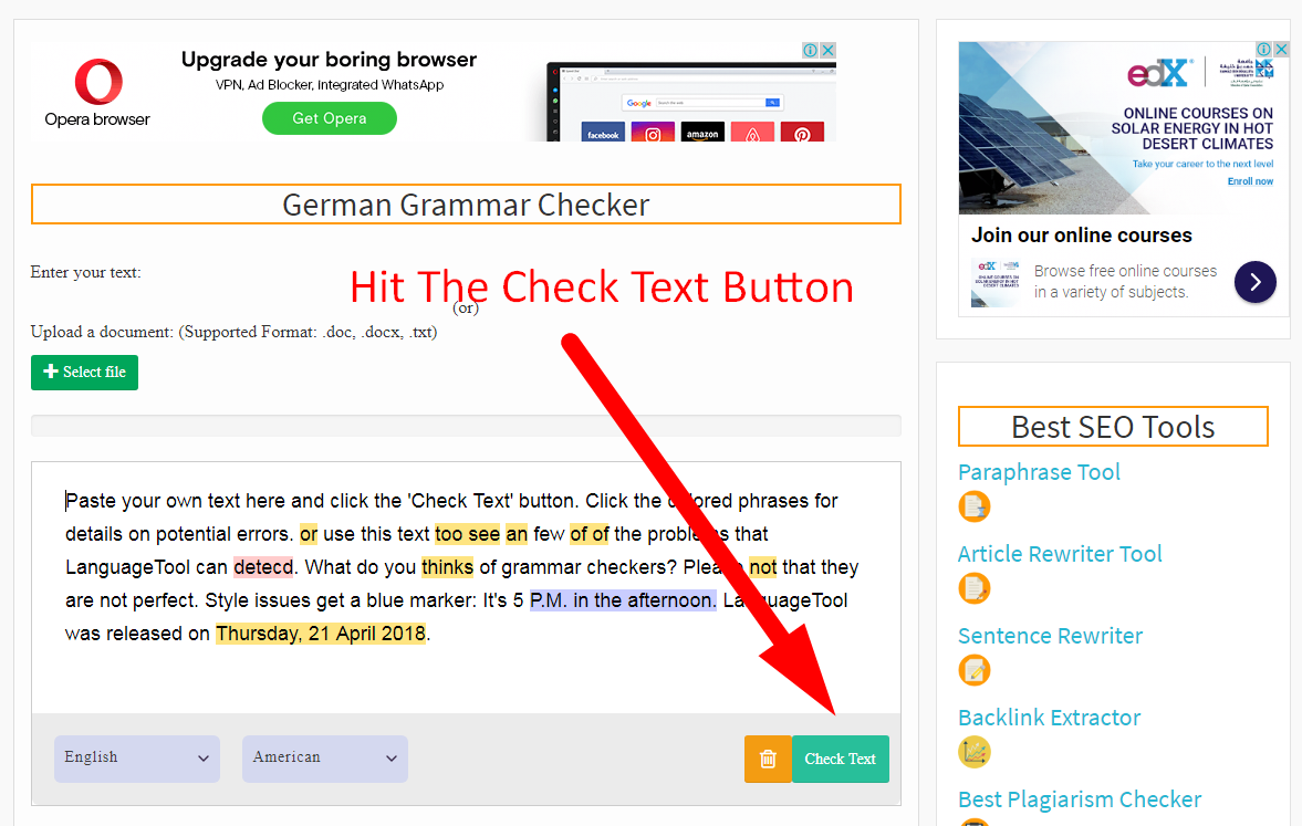 german sentence grammar checker