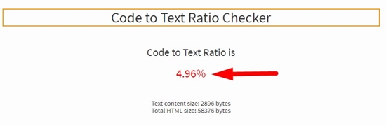 how to check website code text ratio step 4