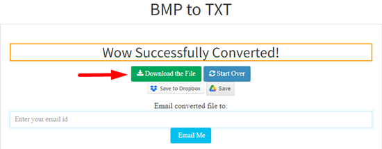 How to convert BMP to text file online step 4