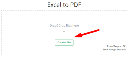 How to convert excel to pdf file online step 2