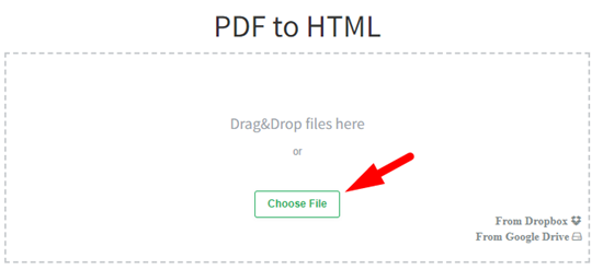 How to convert pdf to html online step 2