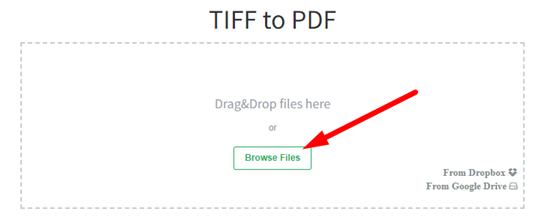 How to convert tiff to pdf file online step 2