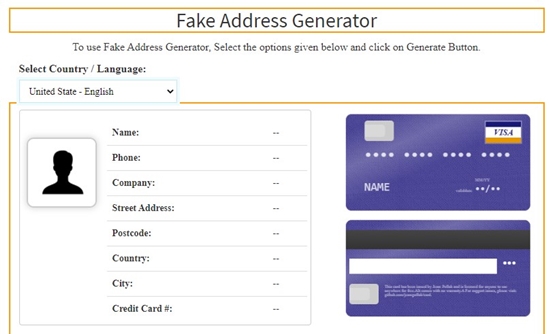 Fake Address Generator [Name, City, Address, Card] | SEO Tools Centre