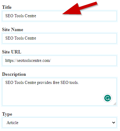 How to generate open graph tags online step 2
