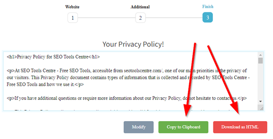 How to generate privacy policy online step 6