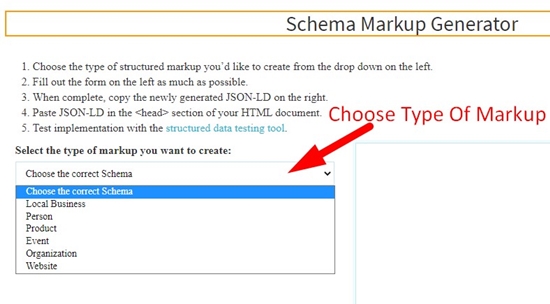 How to generate schema markup code step 2