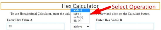 how to perform hexadecimal calculation online step 3