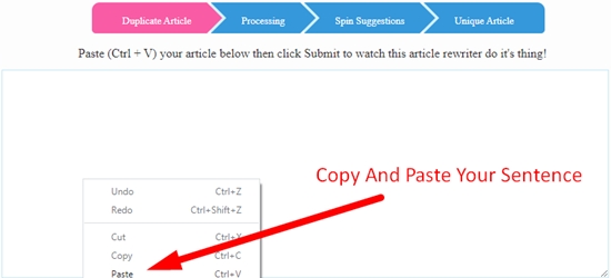 How to rewrite sentence online using sentence rewriter step 1