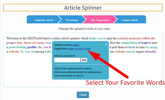 How to spin article step 4