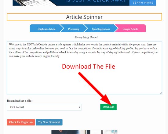 How to spin article step 6