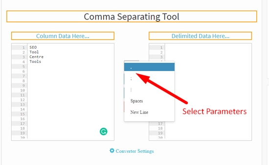 How to use comma separating tool step 2