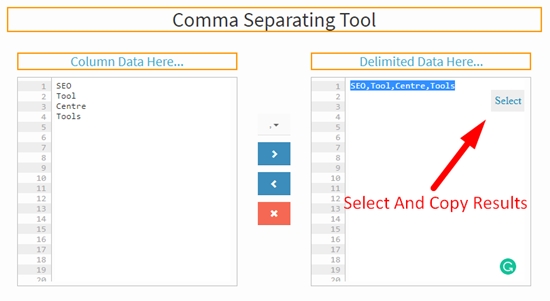 How to use comma separating tool step 4