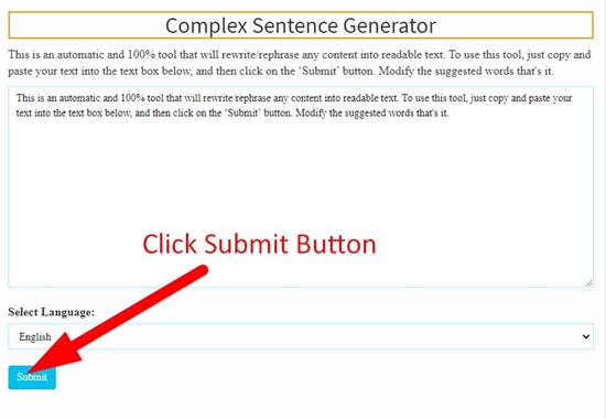 how to use complex sentence generator step 3