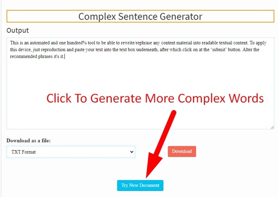 how to use complex sentence generator step 5