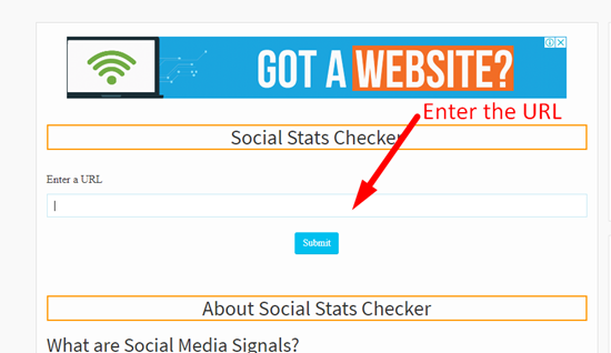 How to use social media signals checker step 1