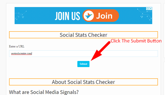 How to use social media signals checker tool step 2