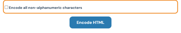 Encode all non-alphanumeric characters checkbox above the Encode HTML button
