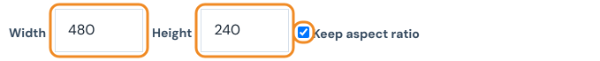 Width set to 480 and height 240 pixels with Keep aspect ratio ticked