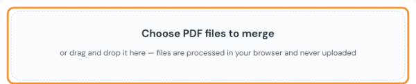 Merge PDF upload box for choosing several PDF files