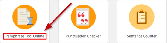 Paraphrase Tool Online selected in the tools list, next to Punctuation Checker and Sentence Counter